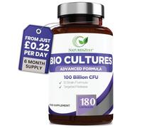 Bio Cultures Complex 100 Billion CFU - 6 Month Supply, 180 Vegan Capsules | Multi-Strain Formula with FOS Fibre, Lactobacillus & Bifidobacterium, UK Made