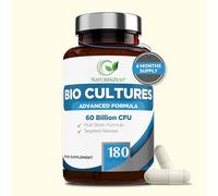 Bio Cultures Complex Probiotics & Prebiotics 60 Billion CFU - 6 Month Supply - for Gut Health with Lactobacillus Rhamnosus - for Women and Men - 180 Vegan Capsules