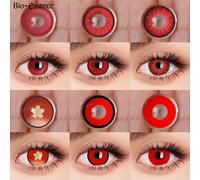 Bio-essence Halloween Coplay Contact Lenses 1 Pair Colored Contact Lenses for Eyes Anime Lenses Cosplay Lenses Anime Accessories Red