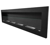 Bio Ethanol Fire BioFire Fireplace Modern 1600 x 400 Black matt with glass panel 2XXL