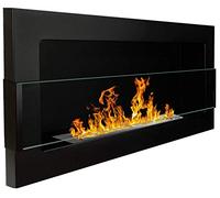 Bio Ethanol Fire BioFire Fireplace Modern 900 x 400 Black with Glass Wall - Mounted Alcohol Fireplace