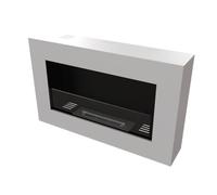 Bio Ethanol Fireplace Biofire Fire B2C White Matt 650 x 400 FLAT BACK ANY WALL (With Glass Panel)