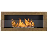 Bio ethanol fireplace Nice-House Gold 90cm with Glass Panel. 900 x 400 mm Antique Gold Bioethanol Fireplace for Hanging Directly on the Wall or for Mounting in a Wall Opening