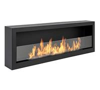 Bio Ethanol Fireplace S-Line Box 120cm BioFireplace 1200mm Black. Wall Fireplace Wall Mounted on The Wall with Assembled Sides Wall bioethanol Fireplace with Glass