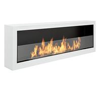 Bio ethanol fireplace S-Line BOX 120cm BioFireplace 1200mm white, Wall mounted, with glass