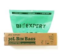 BIO-EXPERT 30L x 50 Bin Liner Bags 100% Compostable and Biodegradable Made from Plants with En13432 & Home Compost Certification Leakproof Super Strong in Green