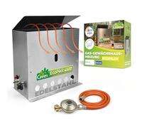 Bio Green EcoPilot Gas Greenhouse Heater, 4500 Watt, Silver, Thermostat Control Range: 0° - 22 °C Stainless Steel Outdoor Gas 38 x 17 x 40 cm for Greenhouses up to 22 m², Floor Mounting