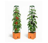 Bio Green Maxitom - 4.9ft Trellis for Climbing Plants - Plant Support for Climbing Plants, Vines, Vegetables, Tomatoes - Garden Trellis - Planter Box with Trellis - 2 Pack Plant Towers - Terracotta