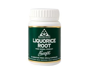 Bio-Health Liquorice Herbal Food Supplement for General Health, Digestive System and Menopausal Support, Suitable for Vegan and Vegetarians, Additive Free 60 Capsules