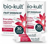 Bio-Kult Everyday Fast Dissolve Probiotic Powder for Immune System, Mixed Berry Flavour, 30 Sachets - 2 Pack