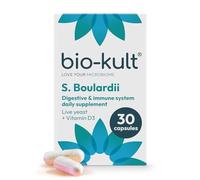 Bio-Kult S. Boulardii + Vitamin D3 - Saccharomyces Boulardii Yeast with Preplex Prebiotics for Gut & Immune Support - Resilient Live Yeast Culture - Suitable for Travel & Antibiotics - 30 Capsules