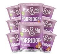 Bio&Me: Nice and Nutty Gluten Free Porridge 8-Pack (8 x 58g pots) - High in Fibre, Low Sugar - On The Go Breakfast - Packaging may Vary