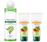 Bio Neem Purifying Face Wash (200ml) & Bio Papaya Visibly Ageless Face Wash (Pack of 2 - 2 x 100ml)