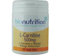Bio Nutrition L-Carnitine 500mg : Energy and Performance Supplement : 30 vegi-tabs