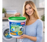 Bio washing Powder Family pack 10 Kg bucket - Powerful stain removal, Deep Clean, Fresh Linen Scent and Gentle on Skin - 250 Washes Made in UK Laundry Detergent