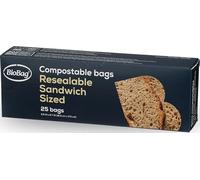 BioBag 100% Certified Compostable Resealable Sandwich Bags, 25 Count, Perfect for Lunches, Snacks, and On The Go