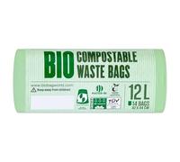 BioBag 12L 100% Compostable Caddy Bin Liners (14 count), Green