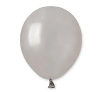 Biobased Natural Rubber Mini Latex Balloons 13cm / 5 in - Pack of 50 (Metallic Silver)