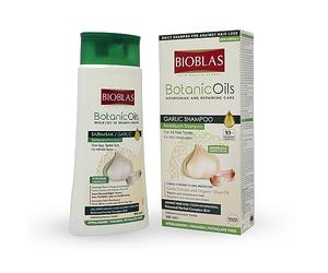 Bioblas botanic oils, garlic shampoo, odourless, dermatologically tested, anti hair loss shampoo, with organic oil, 360 ml