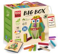 bioblo Big Box Multi Mix with 340 Pieces, Sustainable Colourful Building Blocks for Children from 3 Years, Wooden Building Blocks Children's Toy, STEM Montessori Toy for Stacking & Balancing Games