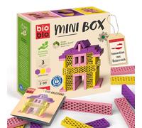 bioblo Mini Box Sweet Home Mix 40 Pieces, Sustainable Building Blocks for Children from 3 Years, Colourful Wooden Building Blocks Children's Toy, STEM Montessori Toy for Stacking & Balancing Games