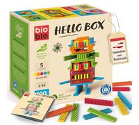 bioblo Hello Box Rainbow Mix with 100 building blocks | Sustainable building blocks for children aged 3 and over | Wooden building blocks, Educational children's toys | STEM Montessori toy