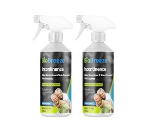 BioBreeze Incontinence Odour & Stain Preventer Spray With Bio Enzymes Human Urine/Soiling Cleaner For Elderly Care Enzymatic Formula Super Strength Fresh Linen 500ML (Pack of 2)