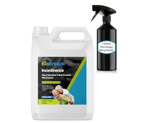 BioBreeze Incontinence Odour & Stain Preventer Spray With Bio Enzymes Human Urine/Soiling Cleaner For Elderly Care Enzymatic Formula Super Strength Fresh Linen 2L