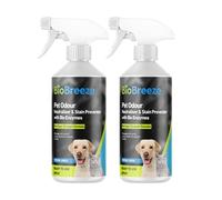 BioBreeze Pet Stain And Odour Preventer Spray With Bio Enzymes Urine Carpet Cleaner Powerful Enzymatic Formula For Dogs & Cats Fresh Linen 500ml (Pack of 2)