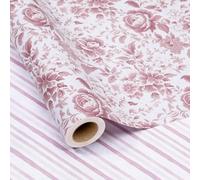 BIOBROWN Pink Peony Floral Wrapping Paper Mini Roll, 43cm x 10m
