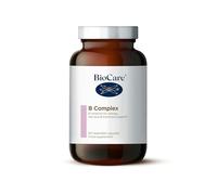 BioCare B Complex - Vitamins B1, B2, B3, B5, B6, B12, C & Biotin - for Energy and Nervous System Support - Suitable for Vegetarians and Vegans - 90 Capsules