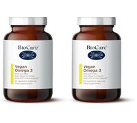 BioCare Vegan Omega-3 | Vegetable Capsules | DHA and EPA from Algae for Heart, Brain and Vision Support | Food Supplement | Suitable for Vegetarians and Vegans | 60 Capsules (Pack of 2)