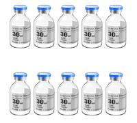 Biocomma 30ml 10pcs Sterile Empty Vial with Plastic Aluminum Flip Off Caps,Penicillin Bottle 20mm Crimp Top Sterile Transparent Borosilicate Lab Sample Vial (Transparent)