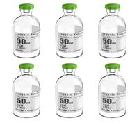 Biocomma 6pcs 50ml Sterile Empty Vial with Plastic Aluminum Flip Off Caps，Penicillin Bottle 20mm Crimp Top Sterile Transparent Borosilicate Lab Sample Vial (Transparent)