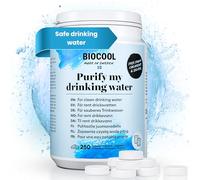 Biocool Water Purification Tablets | 1 tablet treats 5 litres | For Clean Drinking Water in Caravans, Camping, Hiking and Emergencies - 250 Tablets Pack treats up to 1,250 litres