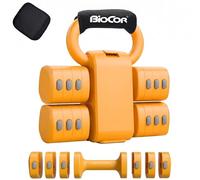 BIOCOR Adjustable Dumbbell Set, 4 in 1 Free Weights for Women with Fast Adjustment, Each 2.2/3.3/4.4/5.5lb Hand Weights, Compatible with Kettlebells for Home Gym Exercise & Fitness