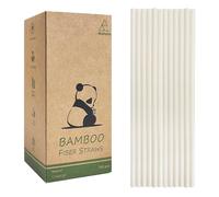 Biodegradable Bamboo Fiber Drinking Straws 6X197mm, 240 Pack Disposable Compostable Drinking Straw, 100% Nature Bamboo Straws Instead of Plastic and Paper Straws