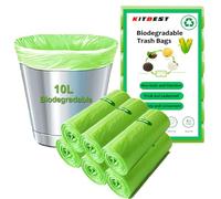 Biodegradable Bin Bags Liner 120 Counts, 10L Food Waste Bags Trash Bag Small, 10 Litre Compostable Compost Caddy Liners, Recycled Degradable Rubbish Garbage Bag for Kitchen Office, Green. 45 x 50cm