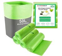 Biodegradable Bin Bags Liner 50L, KITBEST 60PCS Food Waste Bags Trash Bag Large, 13 Gallon Compostable Caddy Liner, Recycled Degradable Rubbish Garbage Bag Kitchen Office Household, Green, 60 x 80cm