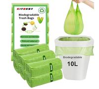 Biodegradable Bin Bags Liners 120PCS, 10L Small Food Waste Trash Bags with Handle, KITBEST Green Caddy Liner Pedal, Compostable Swing Garbage Bag Bathroom Office Toilet Kitchen (45x59cm)