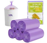 Biodegradable Bin Liners, 100 COUNTS Food Waste Garbage Bags 2.6Gallon/10-15L Garbage Compostable Trash Caddy Liners, Degradable Rubbish Bag Bin Bags for Kitchen Bathroom Garden Office- 45x50 cm
