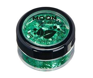 Biodegradable Eco Chunky Glitter by Moon Glitter - Green - Cosmetic Bio Festival Makeup Glitter for Face, Body, Nails, Hair, Lips - 3g