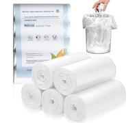 Biodegradable Food Waste Bags, 100Pcs Compostable Food Waste Bags, White Bin Liners, 50 x 60cm Clear Recycling Bag, Compostable Bin Liners for Kitchen Bathroom Garden Office(White)