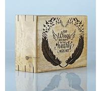 Biodegradable Hand-Carved Wooden Cremation Urn for Human Ashes, Adult & Pets | Memorial Box Keepsake for Burial/Funeral (Golden Brown, Large 9.5 x 7 x 4 Inches, 160 Cu/in)