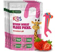 Biodegradable Kids Flossers - Dental Floss Picks for Children | Fluoride & Plastic-Free | Colorful & Fun Animal Floss Sticks | Eco Friendly, Vegan, Natural (Strawberry - 200 Pack)