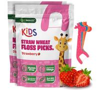 Biodegradable Kids Flossers - Dental Floss Picks for Children | Fluoride & Plastic-Free | Colorful & Fun Animal Floss Sticks | Eco Friendly, Vegan, Natural (Strawberry - 100 Pack)