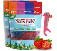 Biodegradable Kids Flossers - Dental Floss Picks for Children | Fluoride & Plastic-Free | Colorful & Fun Animal Floss Sticks | Eco Friendly, Vegan, Natural (Strawberry - 100 Pack)