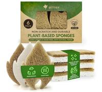Biodegradable Natural Kitchen Sponge - Compostable Cellulose and Coconut Walnut Scrubber Sponge - Pack of 6 Eco Friendly Sponges for Dishes
