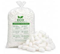 Biodegradable Packing Peanuts White Eco Loose Fill Chips, Compostable Water Soluble Void Filler Protective Packaging for Parcels, Shipping, Moving Boxes & Fragile Items (1.5 Cubic Ft)