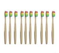 Biodegradable Plant-Based Toothbrush with Charcoal Bristles - Earth Friendly Wooden Brush for Sensitive Gums & Deep Cleaning - Ultra Soft Natural Adult Toothbrushes 10 Pack